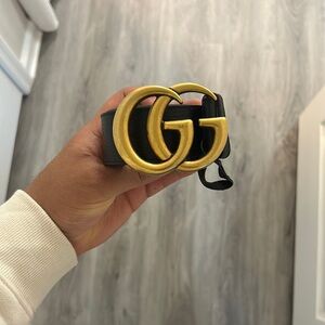 GG MARMONT LEATHER BELT WITH SHINY BUCKLE